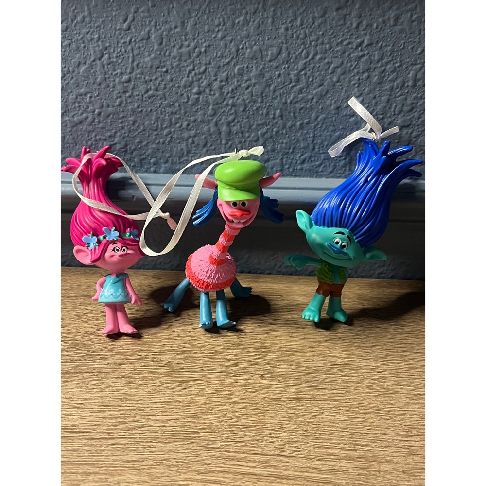 DreamWorks Trolls Christmas Ornament Set‎ Poppy Cooper Branch 3 Piece Lot